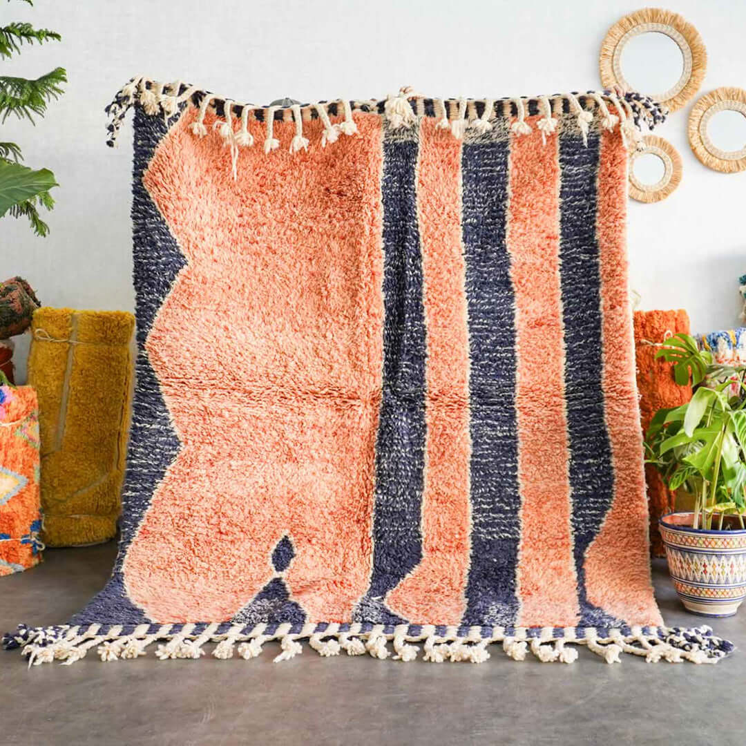 Orange Handwoven Rug - Berber Handicraft