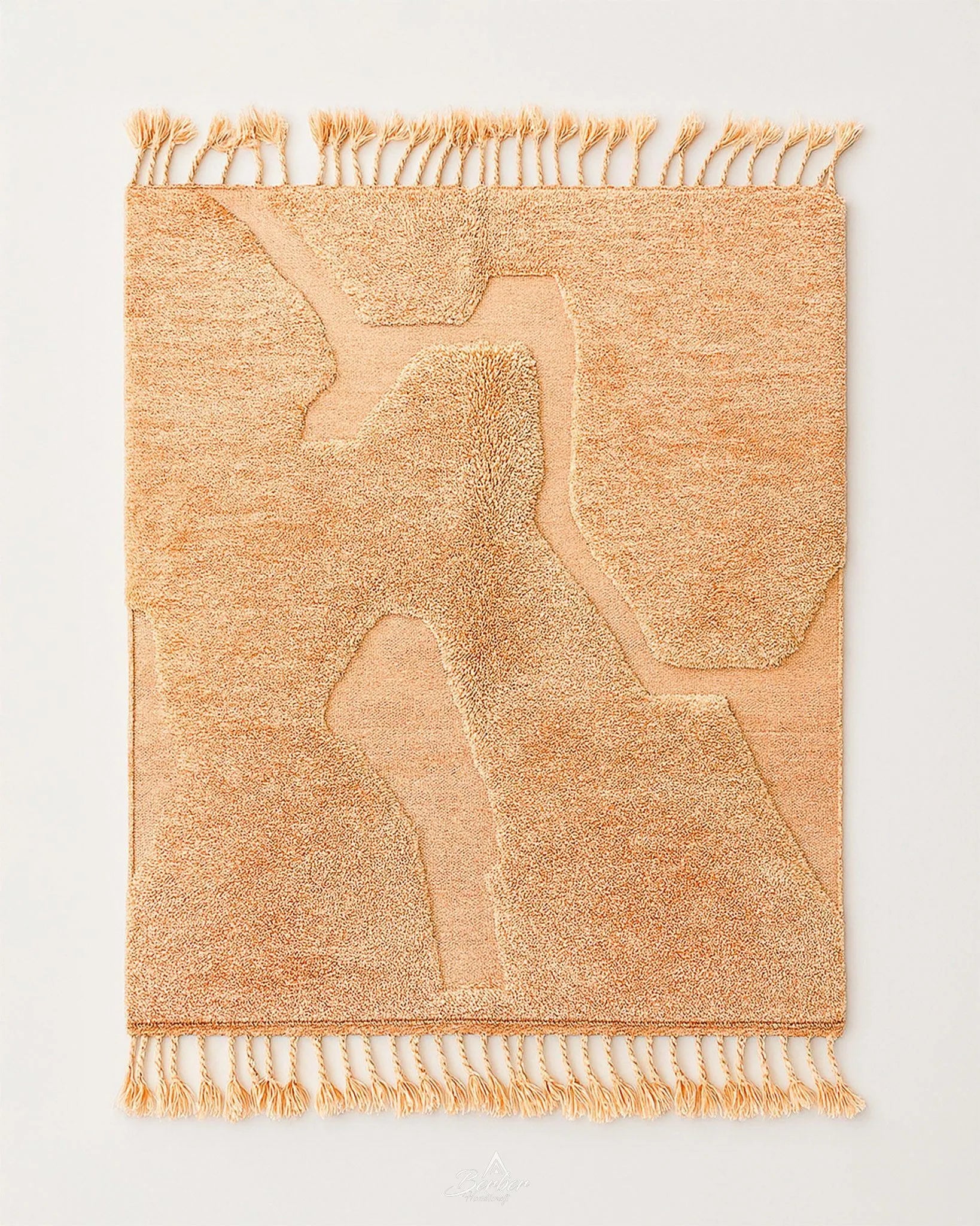 Orange Irregular Rug 3 X 5 Ft | 90 X 150 Cm / With Tassels / Short (0.4” / 1 cm)