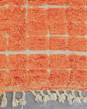 Orange Moroccan Rug 3 X 5 Ft | 90 X 150 Cm / With Tassels / Short (0.4” / 1 cm)