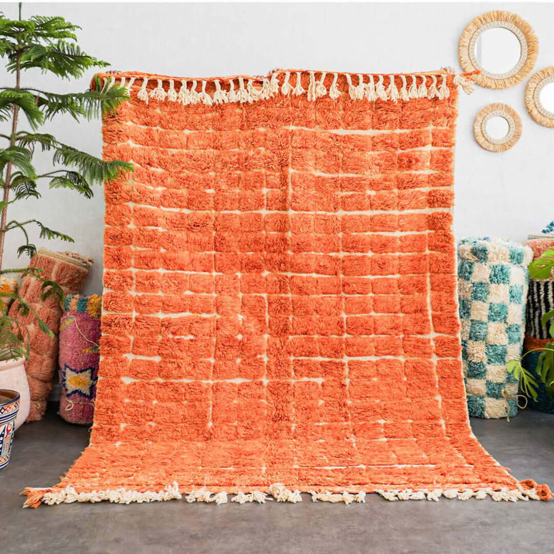 Orange Moroccan Rug - Berber Handicraft