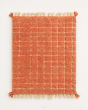 Orange Moroccan Rug 3 X 5 Ft | 90 X 150 Cm / With Tassels / Short (0.4” / 1 cm)
