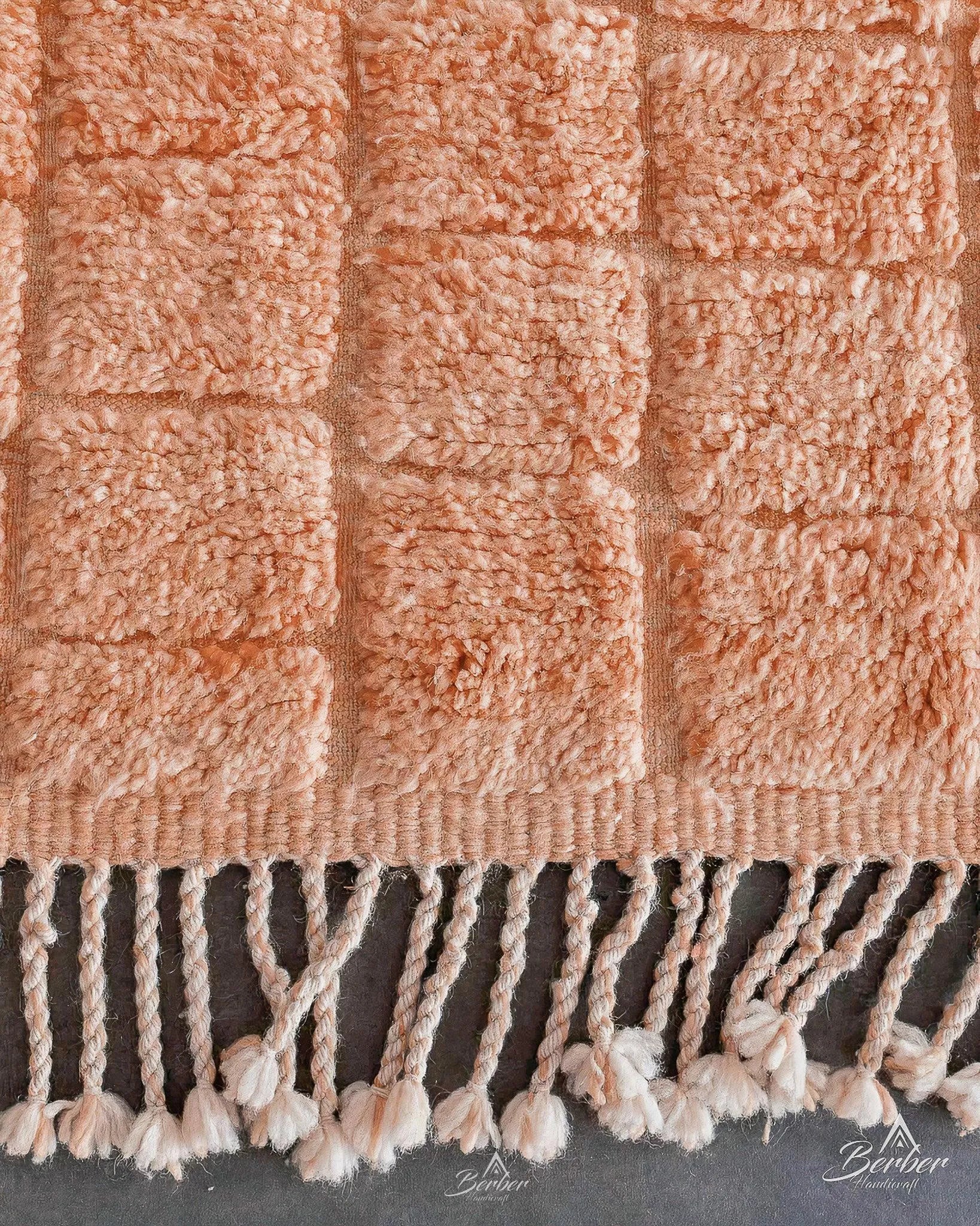 Orange Morrocan Rug 3 X 5 Ft | 90 X 150 Cm / With Tassels / Short (0.4” / 1 cm)