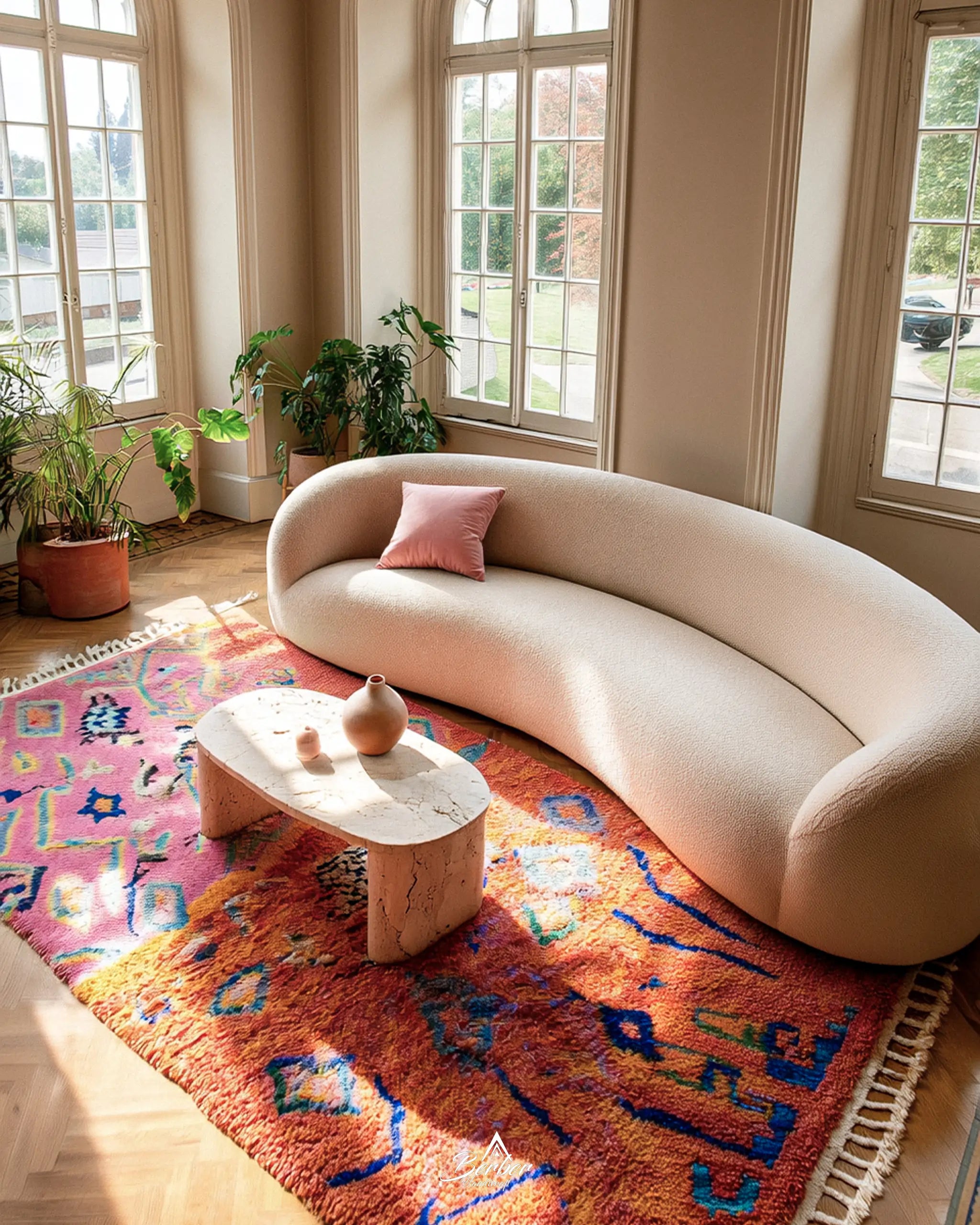 Orange Pink Moroccan Rug