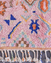 Orange Pink Moroccan Rug 3 X 5 Ft | 90 X 150 Cm / With Tassels / Short (0.4” / 1 cm)