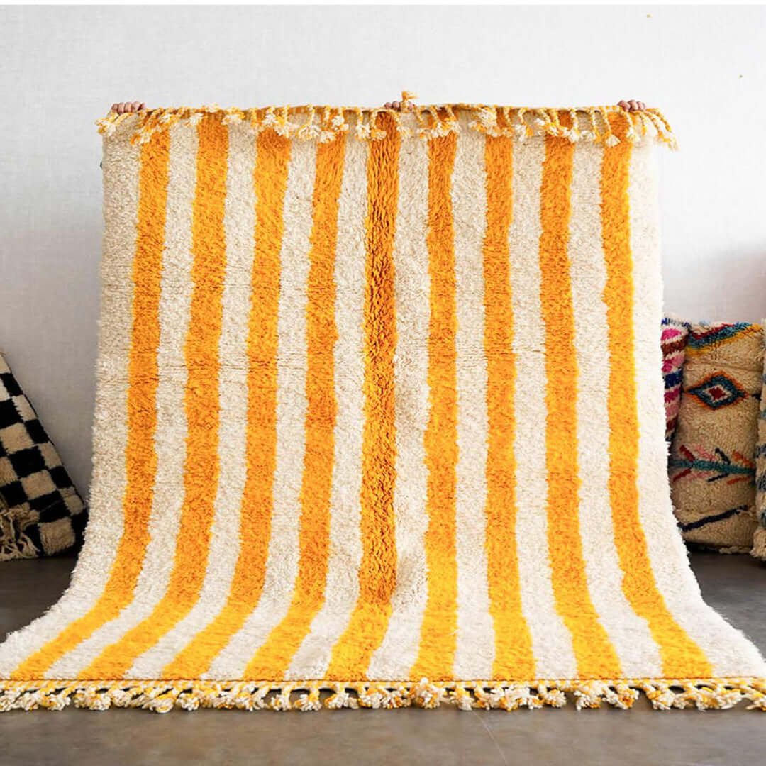 Orange Striped Berber Rug - Berber Handicraft