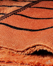 Orange and Black Berber Rug 3 X 5 Ft | 90 X 150 Cm / With Tassels / Short (0.4” / 1 cm)