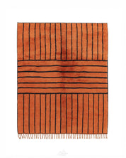 Orange and Black Berber Rug 3 X 5 Ft | 90 X 150 Cm / With Tassels / Short (0.4” / 1 cm)