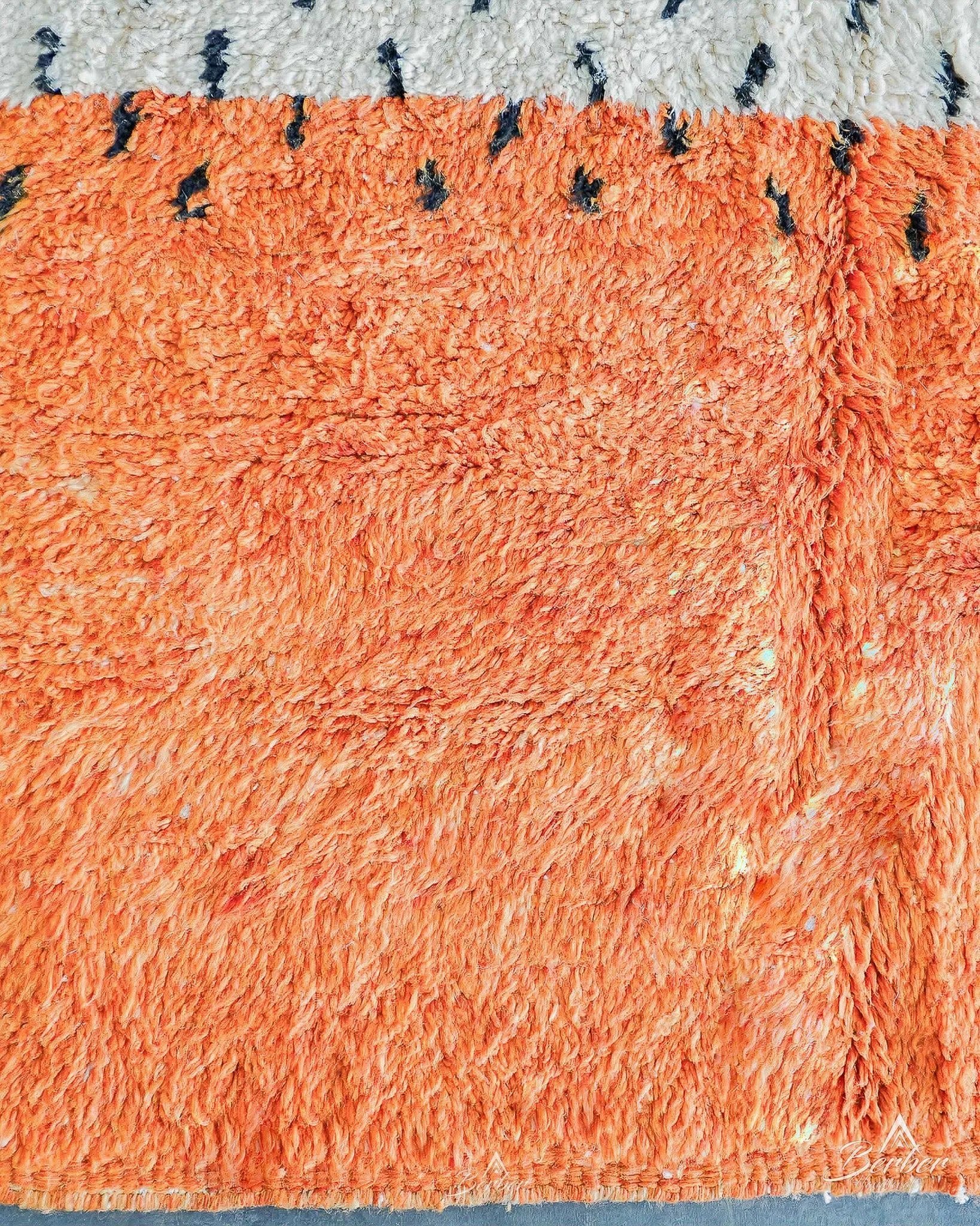 Orange and White Dotted Rug 3 X 5 Ft | 90 X 150 Cm / With Tassels / Short (0.4” / 1 cm)