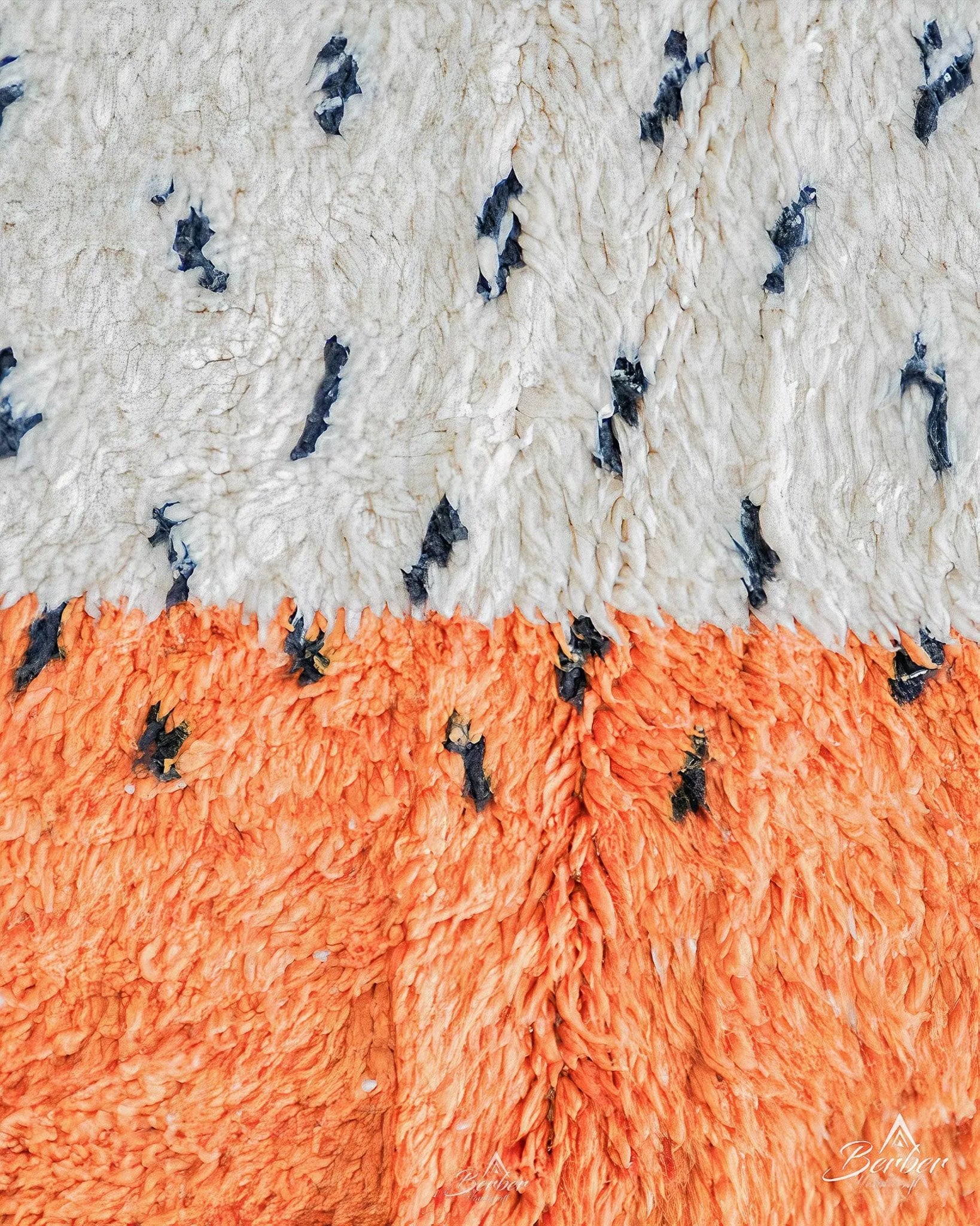 Orange and White Dotted Rug 3 X 5 Ft | 90 X 150 Cm / With Tassels / Short (0.4” / 1 cm)