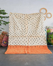 Orange and White Dotted Rug 3 X 5 Ft | 90 X 150 Cm / With Tassels / Short (0.4” / 1 cm)
