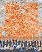 Orange and White Patterned Rug 3 X 5 Ft | 90 X 150 Cm / With Tassels / Short (0.4” / 1 cm)