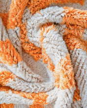 Orange and White Patterned Rug 3 X 5 Ft | 90 X 150 Cm / With Tassels / Short (0.4” / 1 cm)