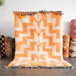 Orange and White Patterned Rug - Berber Handicraft