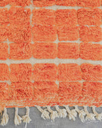 Orange Moroccan Rug 3 X 5 Ft | 90 X 150 Cm / With Tassels / Short (0.4” / 1 cm)