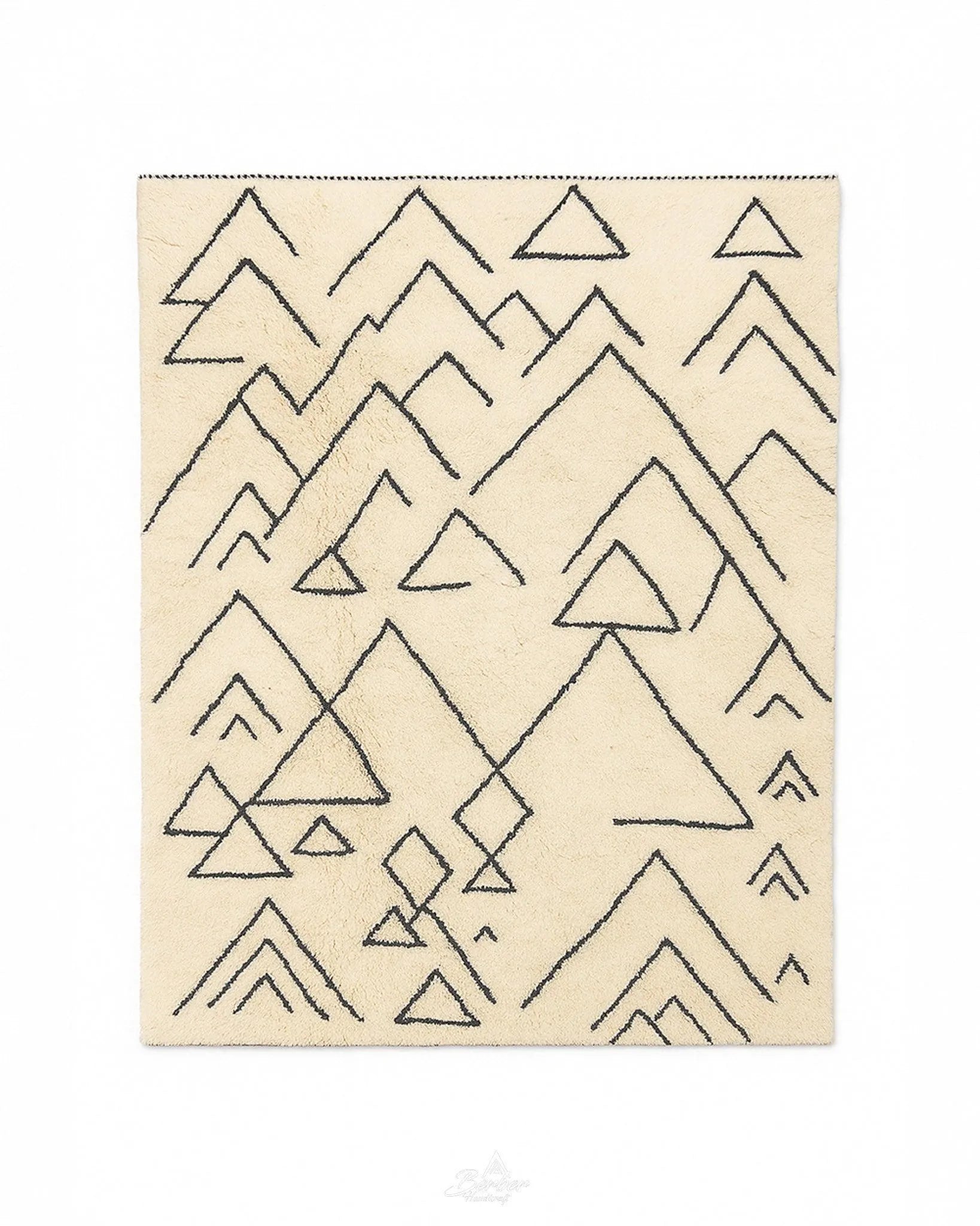 Patterned Berber Rug 3 X 5 Ft | 90 X 150 Cm / With Tassels / Short (0.4” / 1 cm)