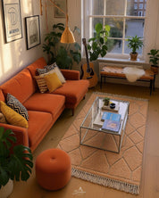 Peach Beni Ourain Rug 3 X 5 Ft | 90 X 150 Cm / With Tassels / Short (0.4” / 1 cm)
