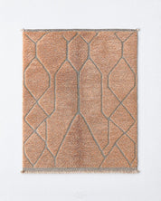 Peach Beni Ourain Rug 3 X 5 Ft | 90 X 150 Cm / With Tassels / Short (0.4” / 1 cm)