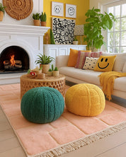 Peach Berber Rug 3 X 5 Ft | 90 X 150 Cm / With Tassels / Short (0.4” / 1 cm)