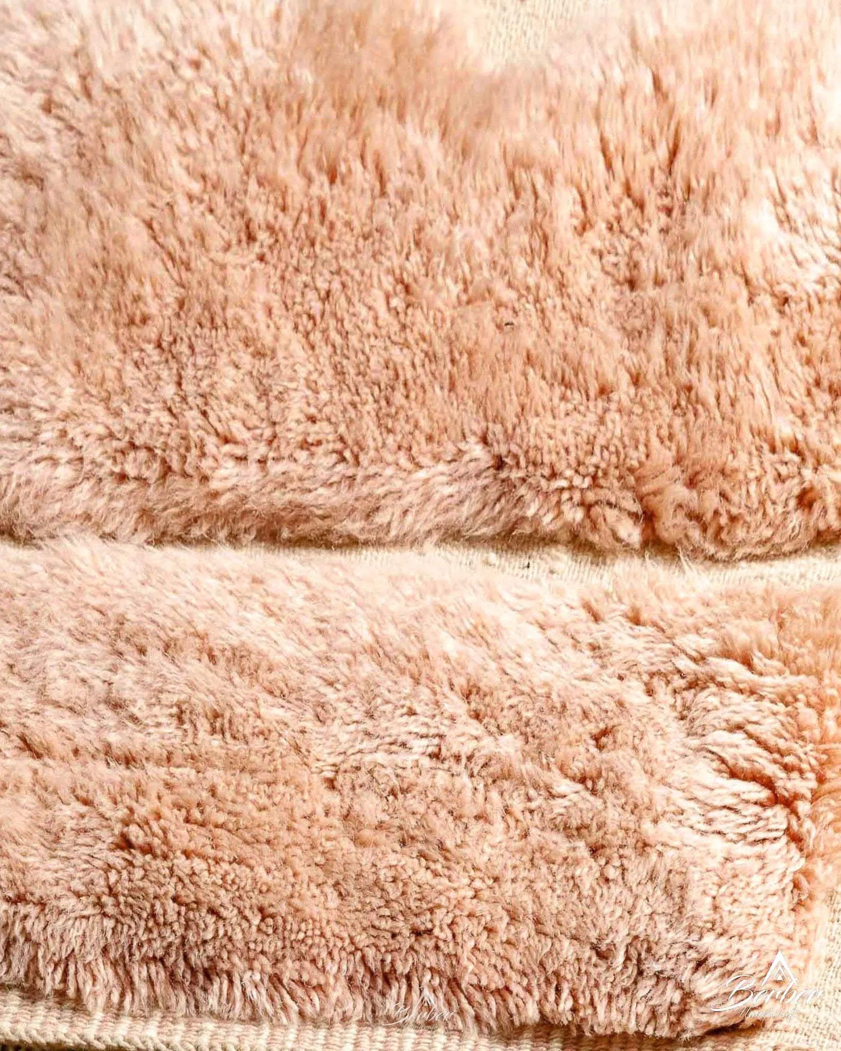 Peach Berber Rug 3 X 5 Ft | 90 X 150 Cm / With Tassels / Short (0.4” / 1 cm)
