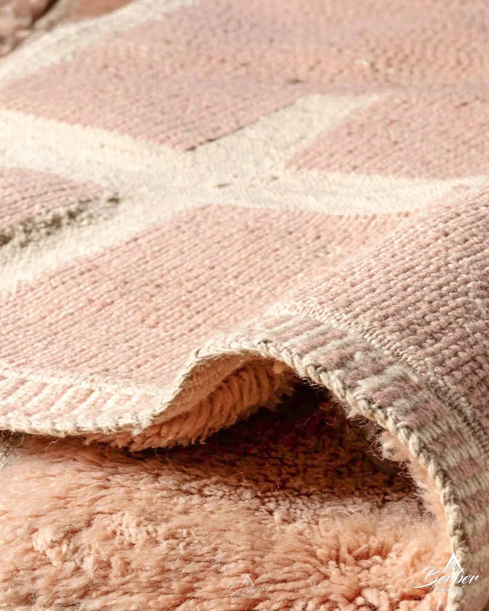 Peach Berber Rug 3 X 5 Ft | 90 X 150 Cm / With Tassels / Short (0.4” / 1 cm)