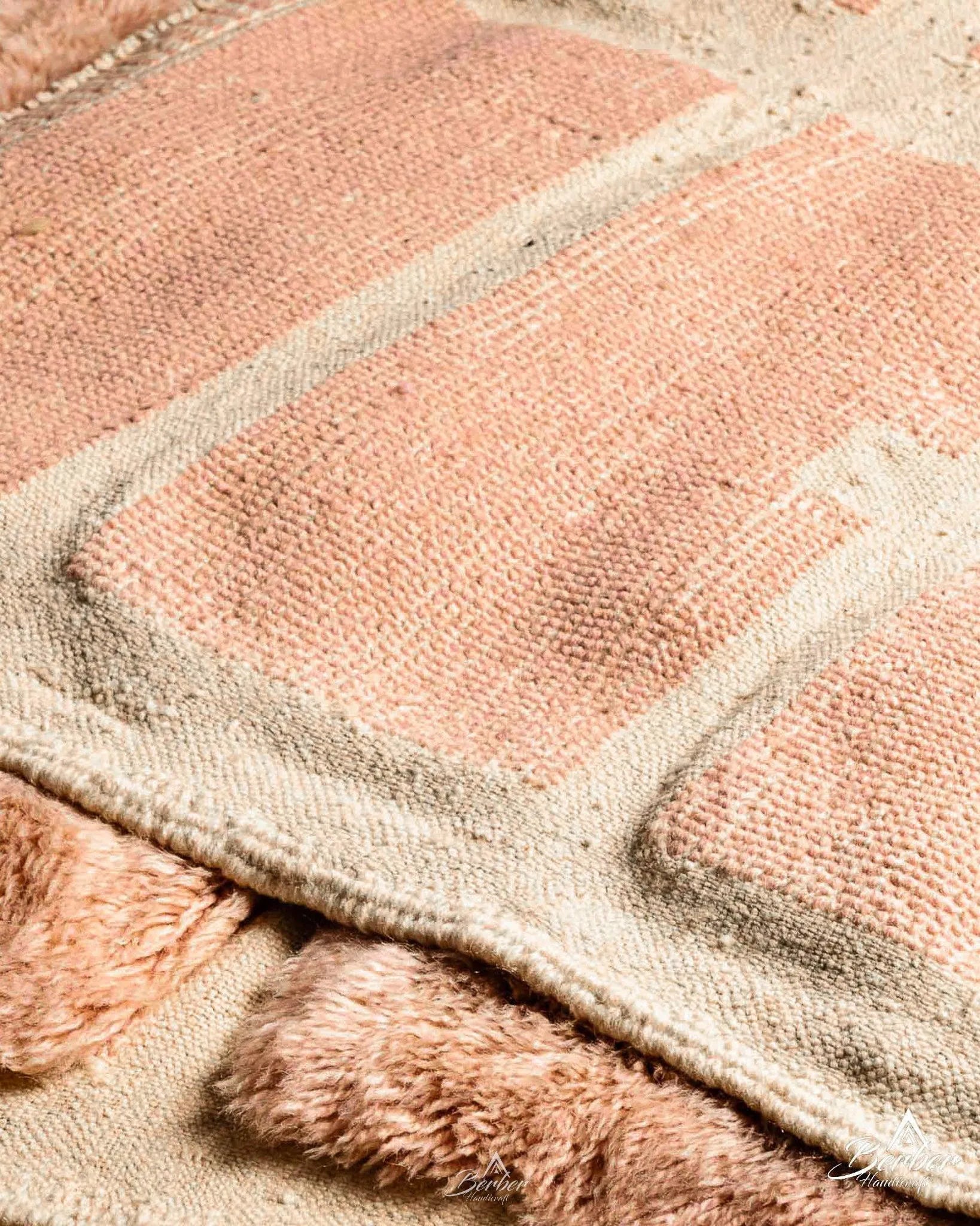 Peach Berber Rug 3 X 5 Ft | 90 X 150 Cm / With Tassels / Short (0.4” / 1 cm)