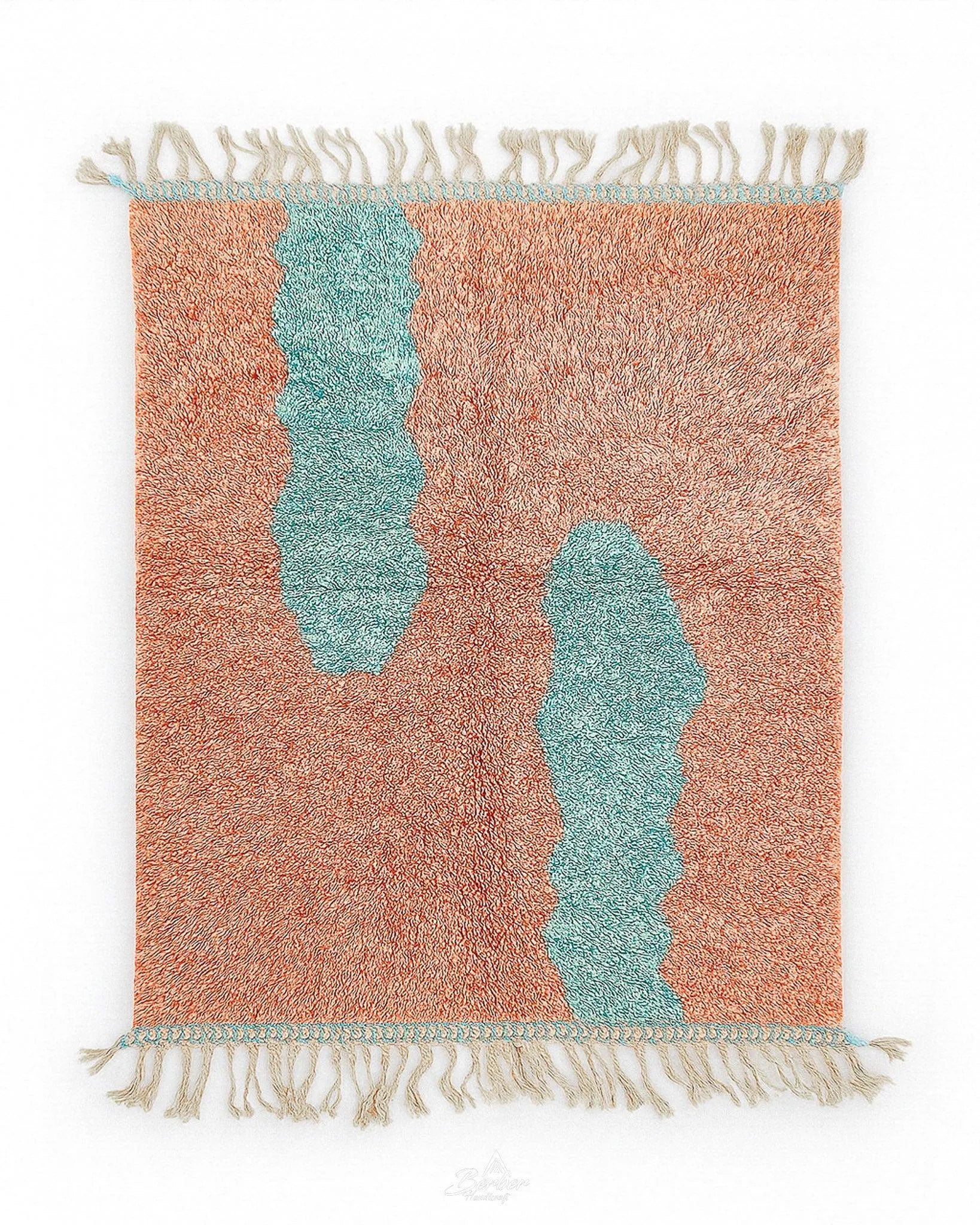 Peach Berber Rug 3 X 5 Ft | 90 X 150 Cm / With Tassels / Short (0.4” / 1 cm)