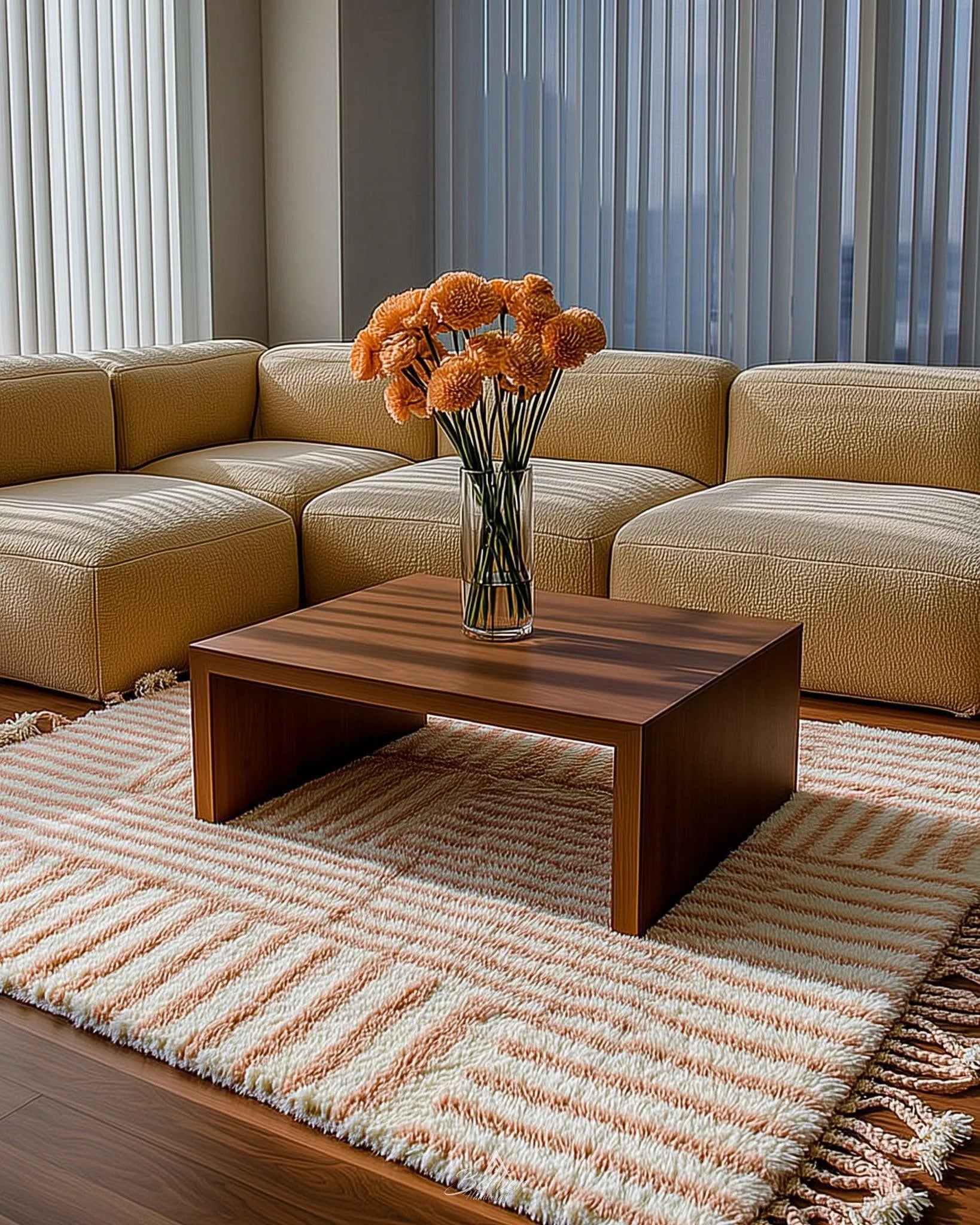 Peach Boho Rug 3 X 5 Ft | 90 X 150 Cm / With Tassels / Short (0.4” / 1 cm)