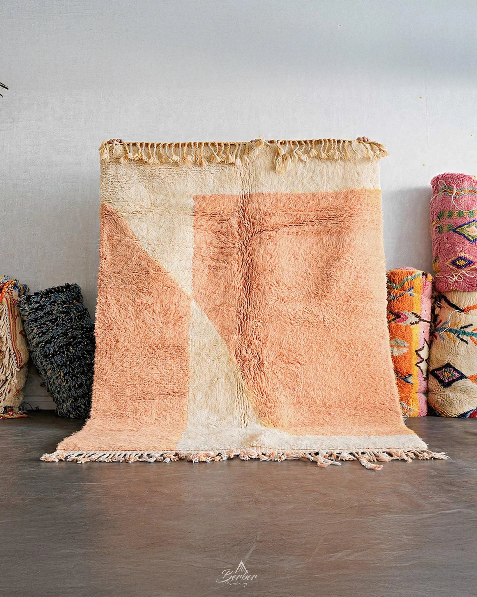 Peach Decorative Rug 3 X 5 Ft | 90 X 150 Cm / With Tassels / Short (0.4” / 1 cm)