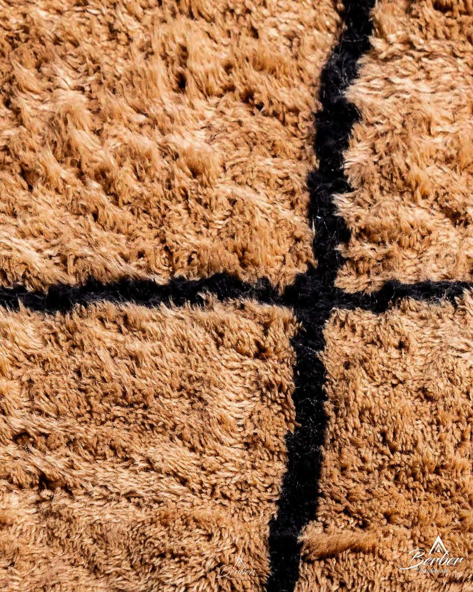 Peach Grid Berber Rug 3 X 5 Ft | 90 X 150 Cm / With Tassels / Short (0.4” / 1 cm)