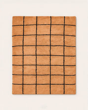 Peach Grid Berber Rug 3 X 5 Ft | 90 X 150 Cm / With Tassels / Short (0.4” / 1 cm)