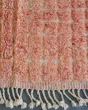 Peach Moroccan Rug 3 X 5 Ft | 90 X 150 Cm / With Tassels / Short (0.4” / 1 cm)