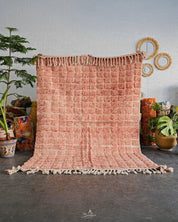 Peach Moroccan Rug 3 X 5 Ft | 90 X 150 Cm / With Tassels / Short (0.4” / 1 cm)