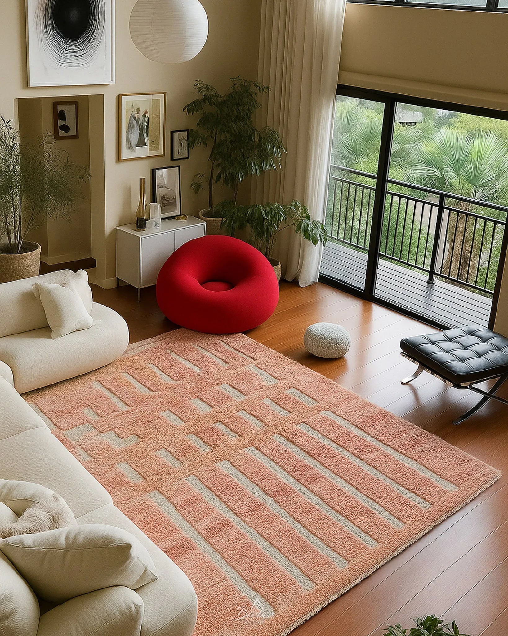 Peach Moroccan Wool Rug 3 X 5 Ft | 90 X 150 Cm / With Tassels / Short (0.4” / 1 cm)