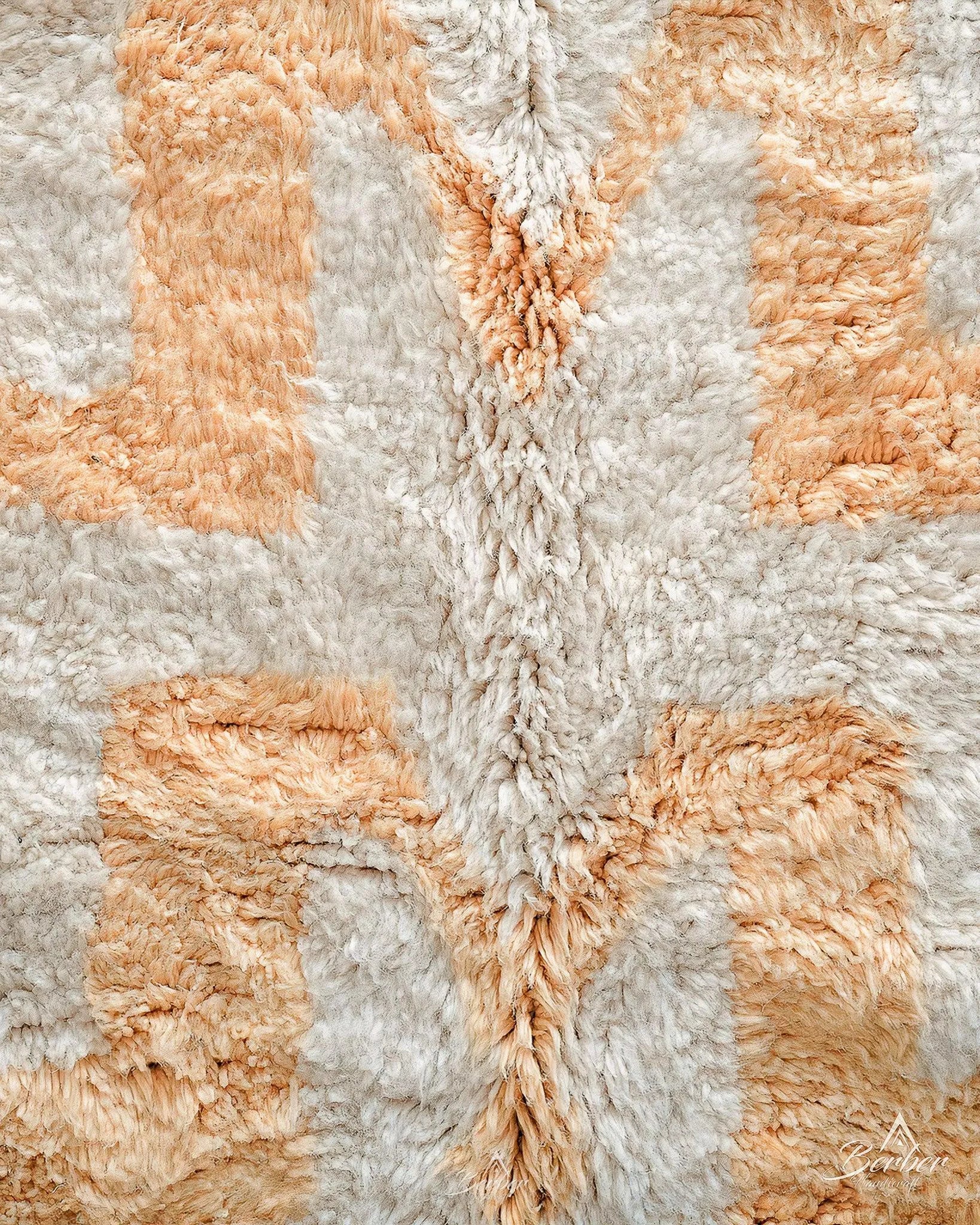 Peach Moroccan area rug 3 X 5 Ft | 90 X 150 Cm / With Tassels / Short (0.4” / 1 cm)