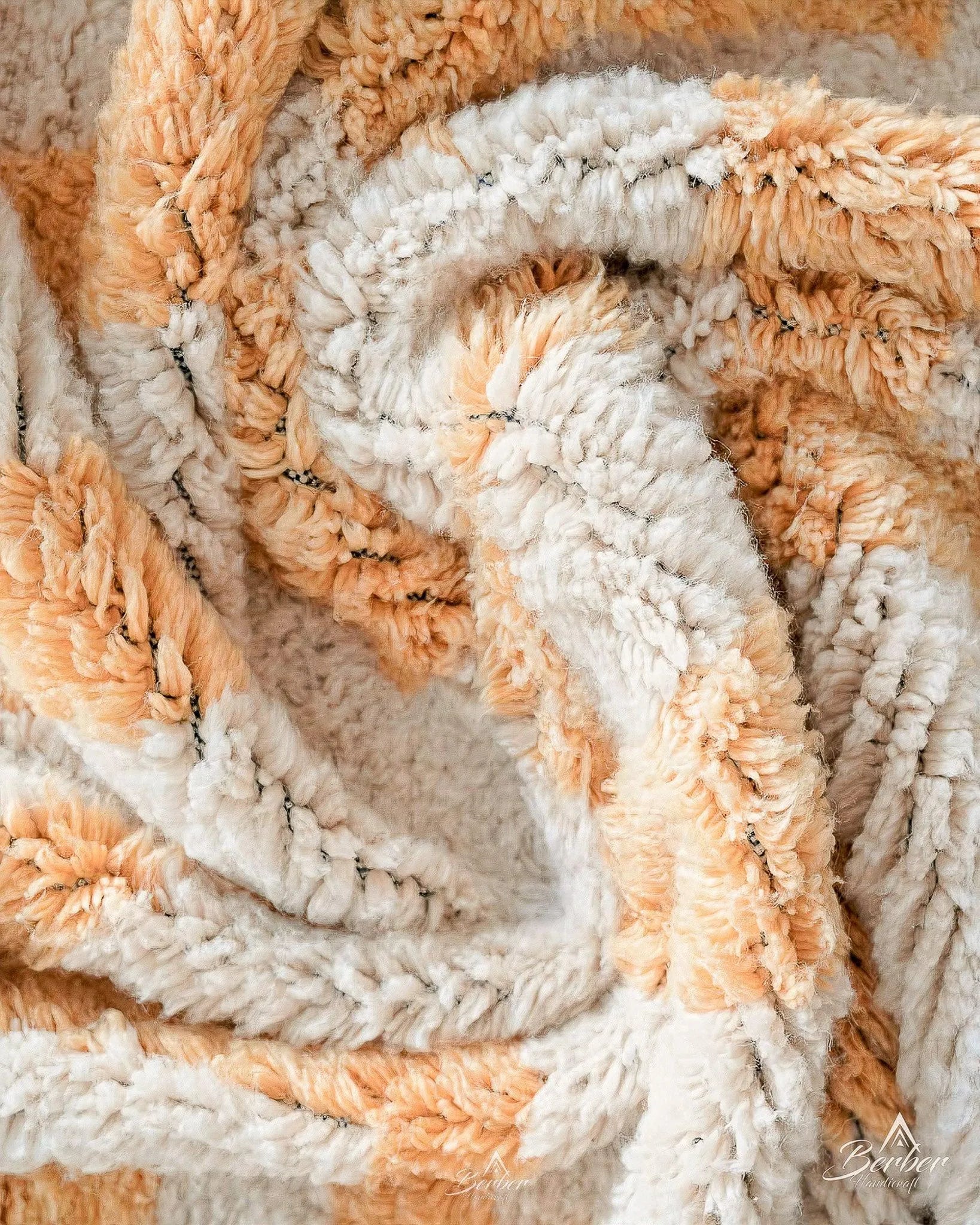 Peach Moroccan area rug 3 X 5 Ft | 90 X 150 Cm / With Tassels / Short (0.4” / 1 cm)