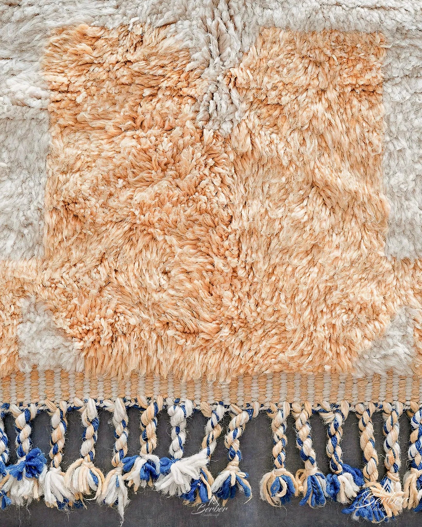 Peach Moroccan area rug 3 X 5 Ft | 90 X 150 Cm / With Tassels / Short (0.4” / 1 cm)