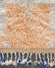 Peach Moroccan area rug 3 X 5 Ft | 90 X 150 Cm / With Tassels / Short (0.4” / 1 cm)