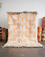 Peach Moroccan area rug 3 X 5 Ft | 90 X 150 Cm / With Tassels / Short (0.4” / 1 cm)