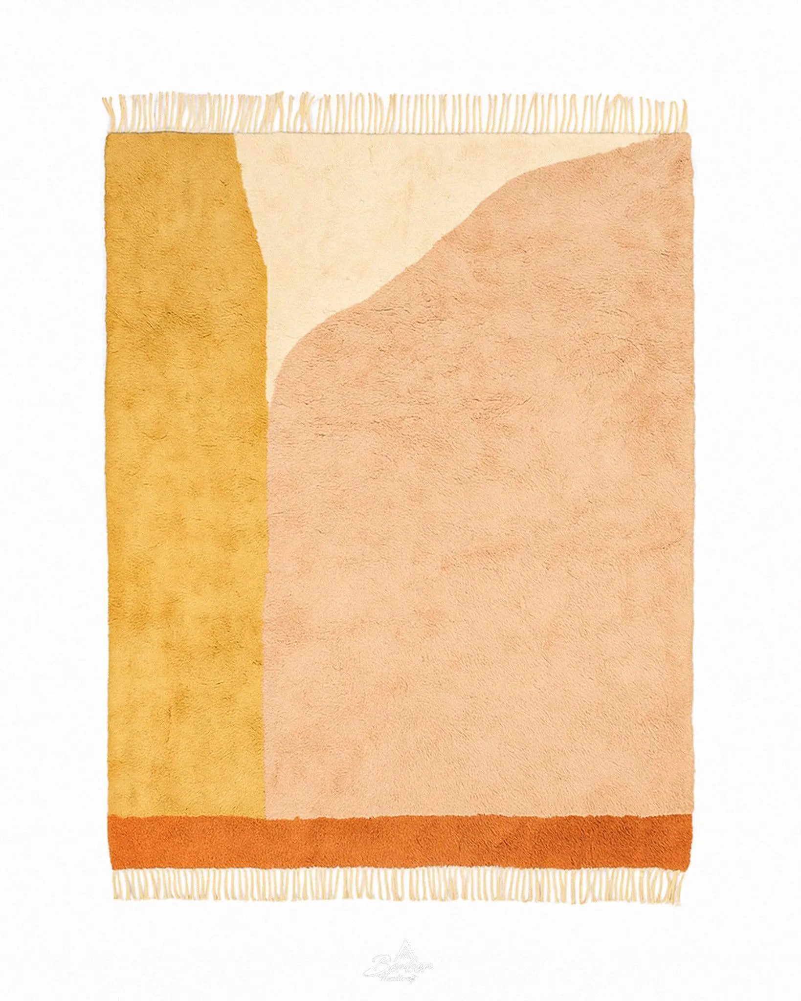 Peach Morrocan Rug 3 X 5 Ft | 90 X 150 Cm / With Tassels / Short (0.4” / 1 cm)