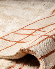 Peach Wool Area Rug 3 X 5 Ft | 90 X 150 Cm / With Tassels / Short (0.4” / 1 cm)
