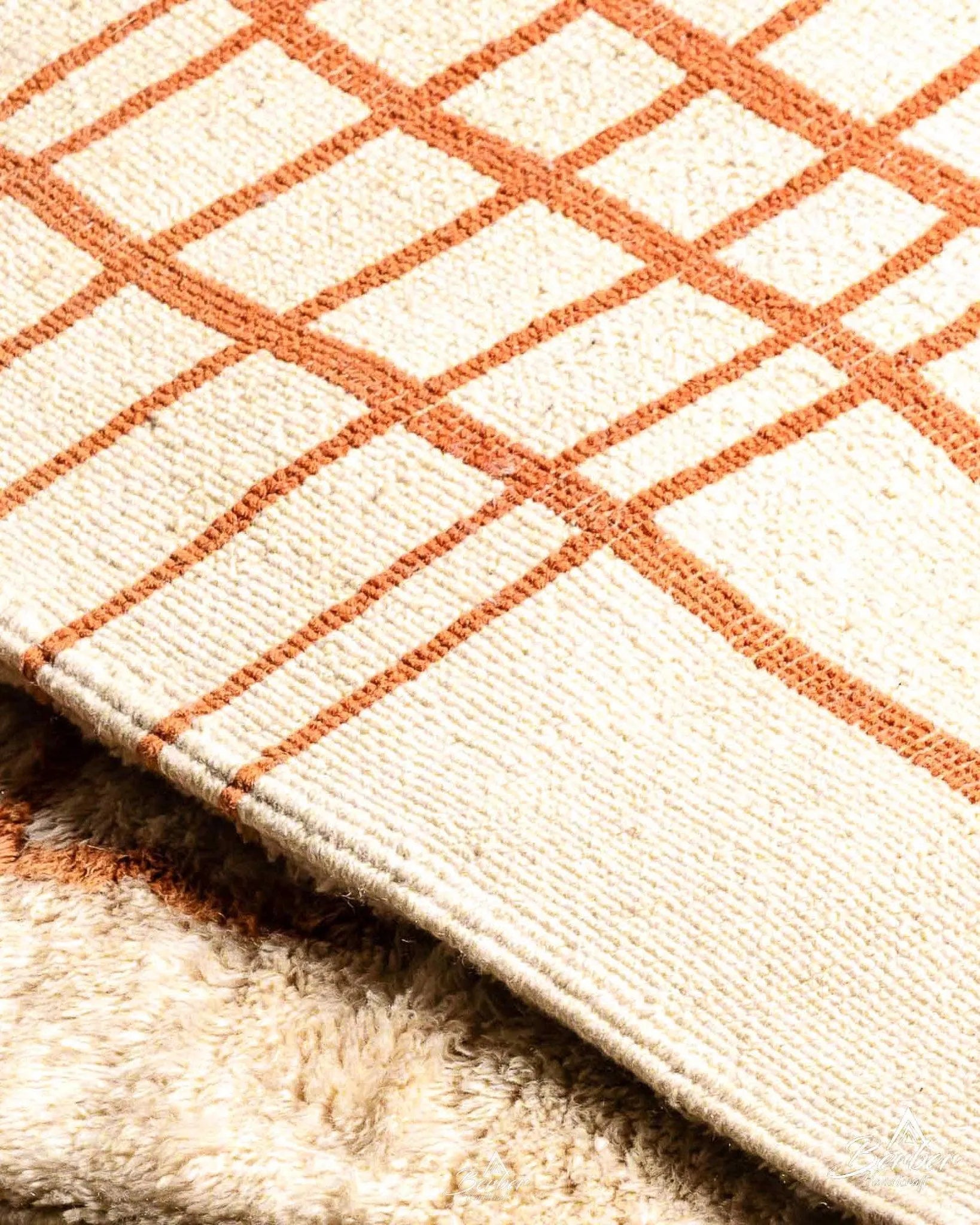 Peach Wool Area Rug 3 X 5 Ft | 90 X 150 Cm / With Tassels / Short (0.4” / 1 cm)