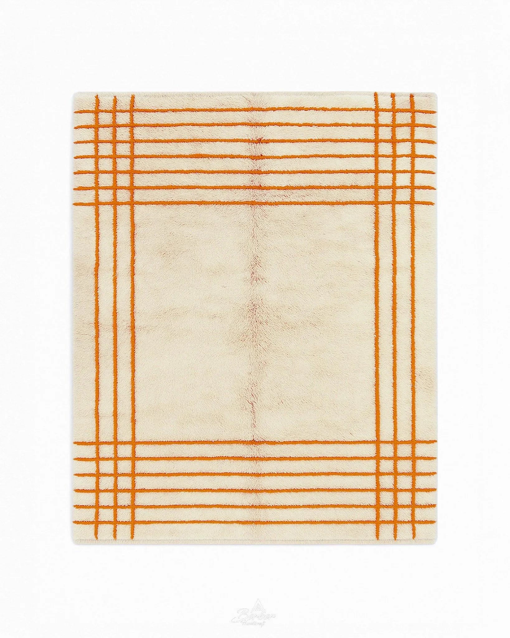 Peach Wool Area Rug 3 X 5 Ft | 90 X 150 Cm / With Tassels / Short (0.4” / 1 cm)