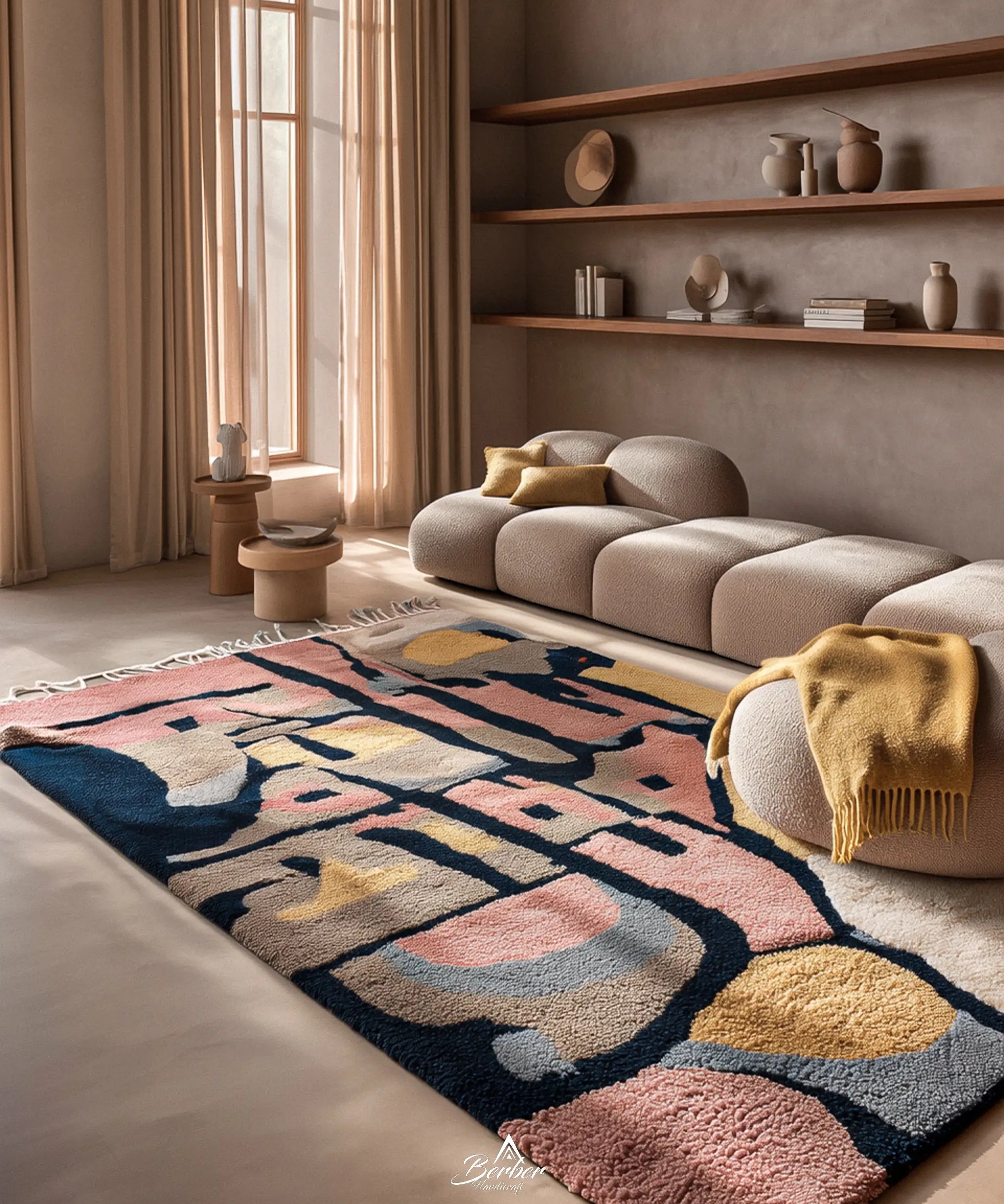 Pink Abstract Carpet-Berber Handicraft