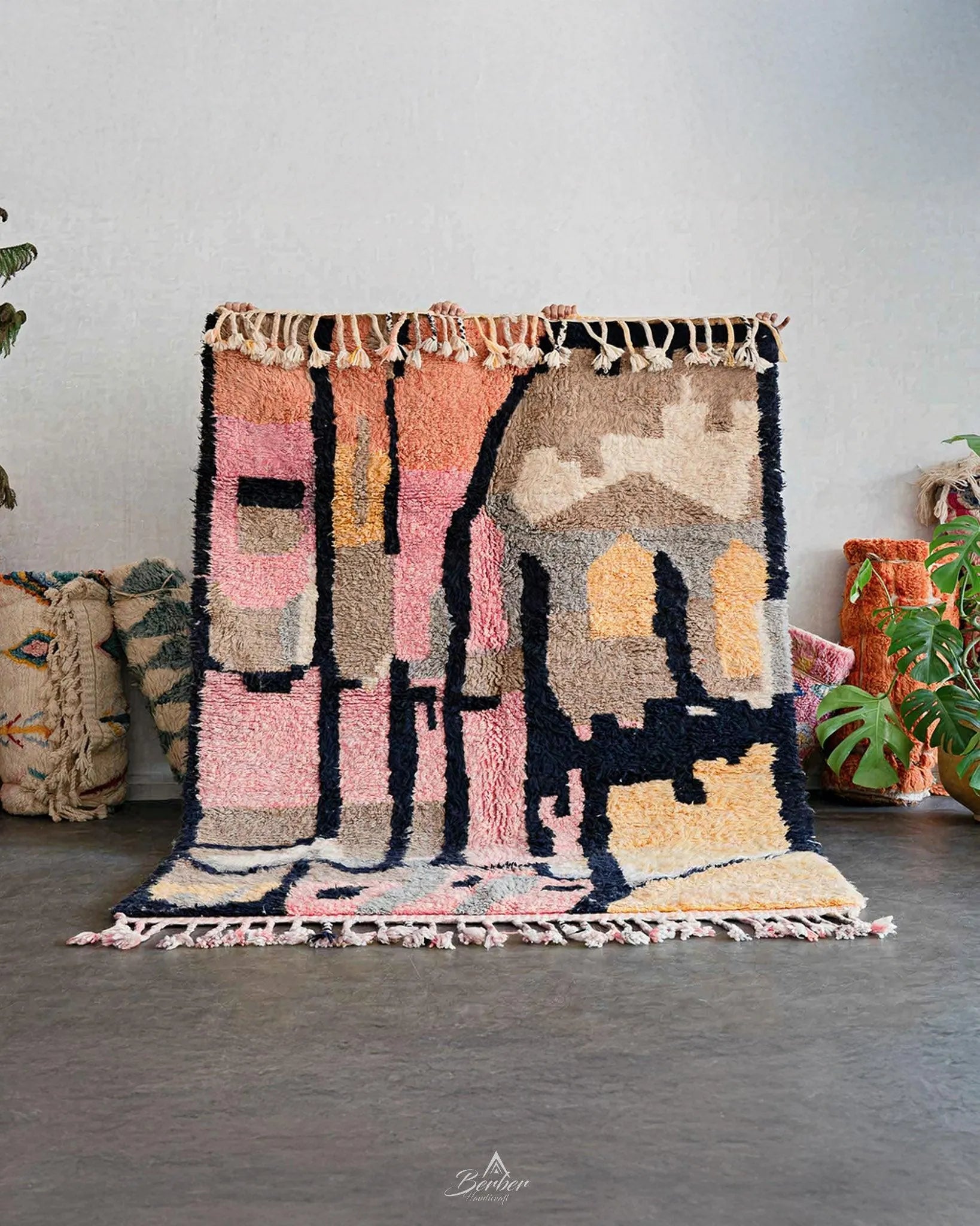 Pink Abstract Carpet-Berber Handicraft