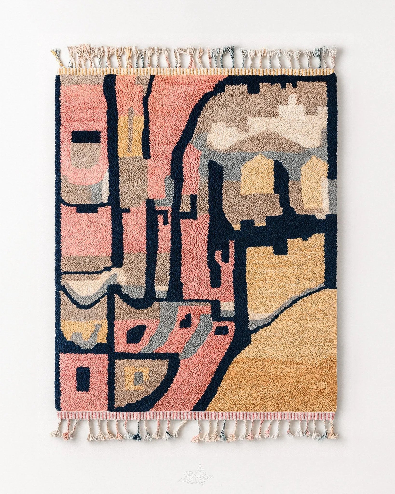 Pink Abstract Carpet-Berber Handicraft