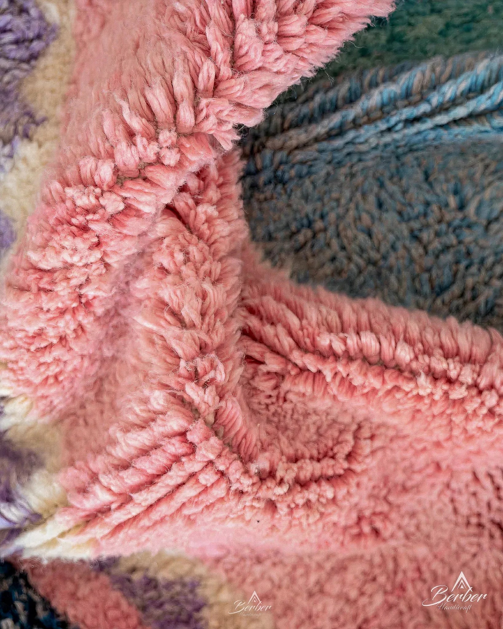 Pink Abstract Moroccan Rug 3 X 5 Ft | 90 X 150 Cm / With Tassels / Short (0.4” / 1 cm)