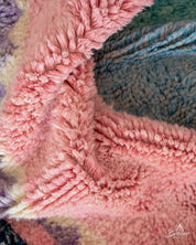 Pink Abstract Moroccan Rug 3 X 5 Ft | 90 X 150 Cm / With Tassels / Short (0.4” / 1 cm)