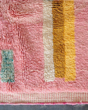 Pink Abstract Moroccan Rug 3 X 5 Ft | 90 X 150 Cm / With Tassels / Short (0.4” / 1 cm)
