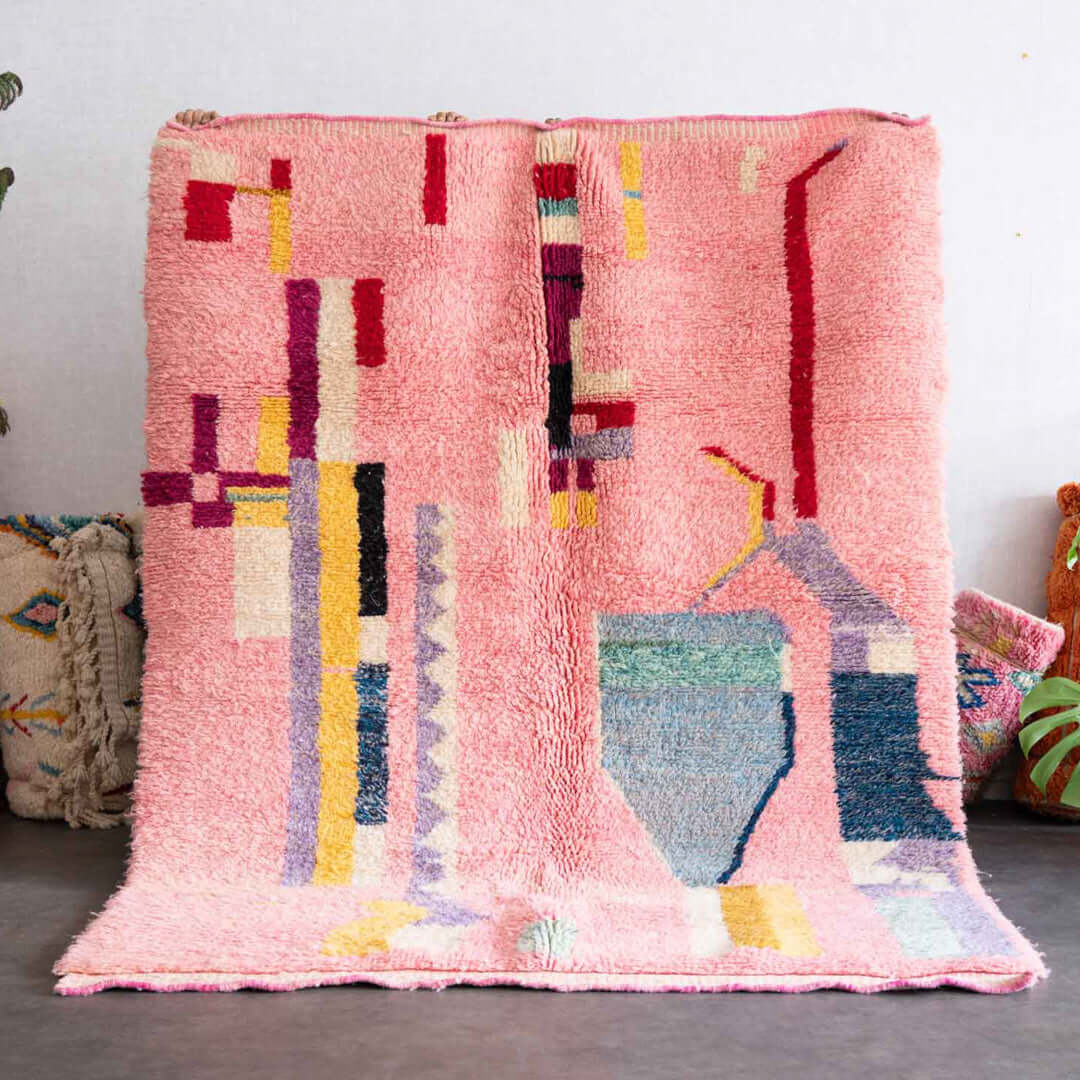 Pink Abstract Moroccan Rug - Berber Handicraft