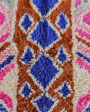 Pink Abstract Wool Rug 3 X 5 Ft | 90 X 150 Cm / With Tassels / Short (0.4” / 1 cm)